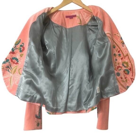 Rare Matthew Williamson Pink Velvet Floral Paisley Blazer Jacket 8 Vintage Y2K - Picture 4 of 12